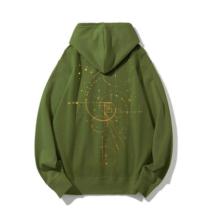 Distressed Fibonacci Printed Back Cotton Hoodie