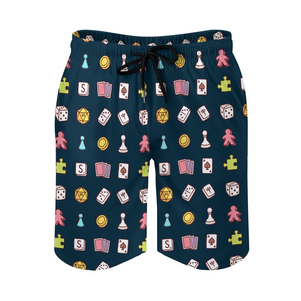 Board Game Beige Blue Geek Shorts