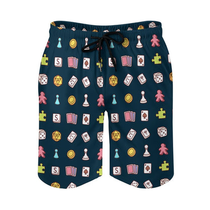 Board Game Beige Blue Geek Shorts