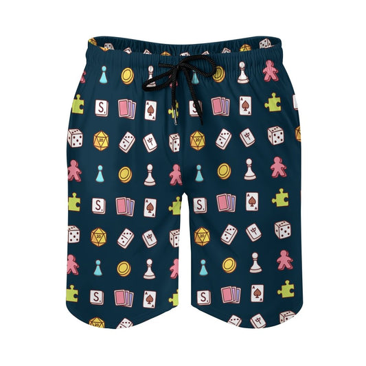 Board Game Beige Blue Geek Shorts