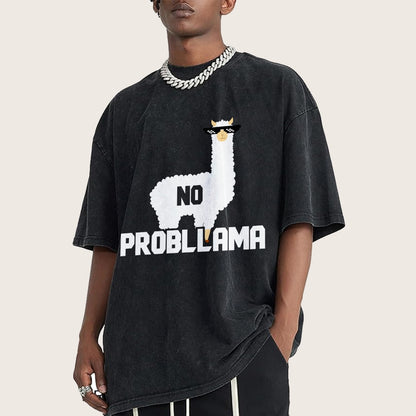 No Probllama Vintage Distressed T-shirt