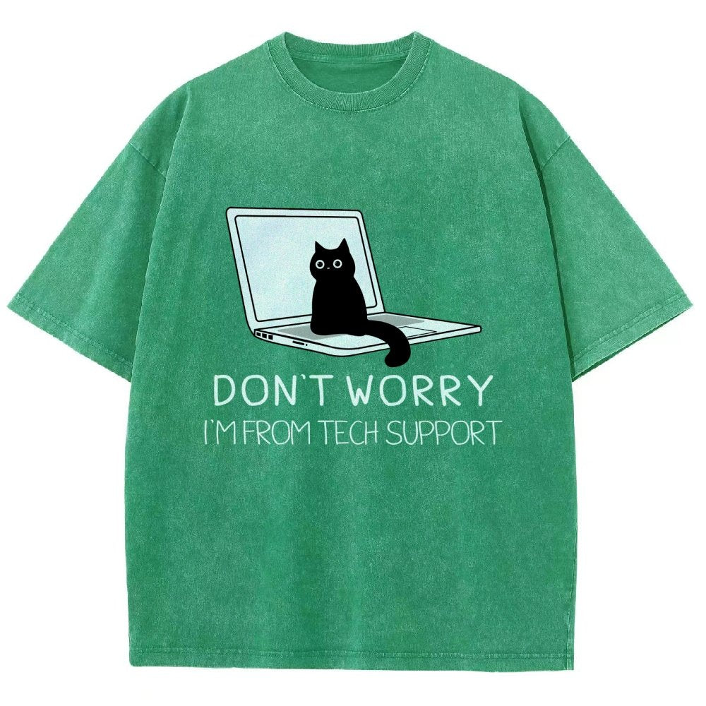 Funny Cat Tech Support  Vintage Distressed T-shirt