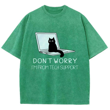 Funny Cat Tech Support  Vintage Distressed T-shirt