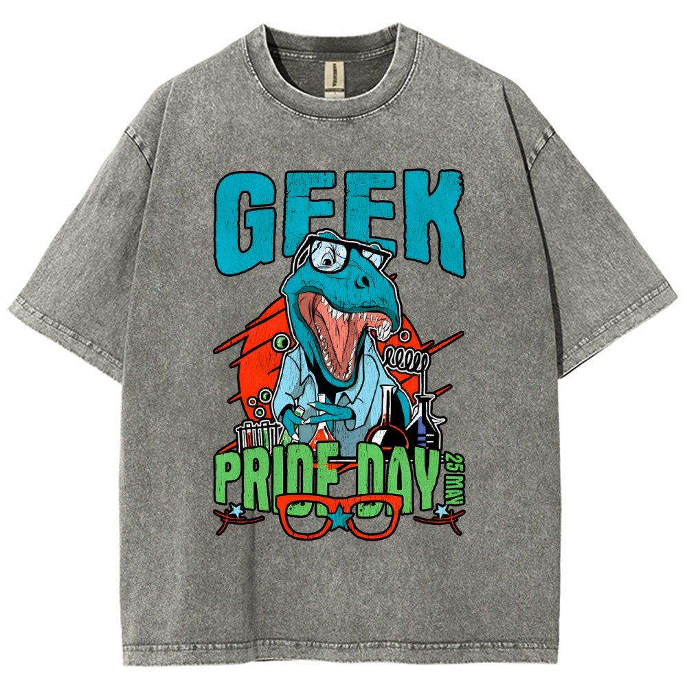 Geek Pride Day Dinosaur Rex Vintage Distressed T-shirt