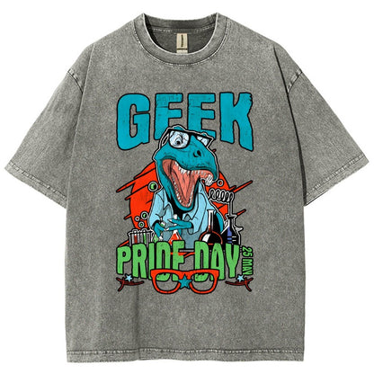 Geek Pride Day Dinosaur Rex Vintage Distressed T-shirt