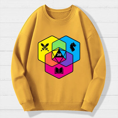 RPG CMYK Dice Venn Diagram Geek Cotton Sweatshirt