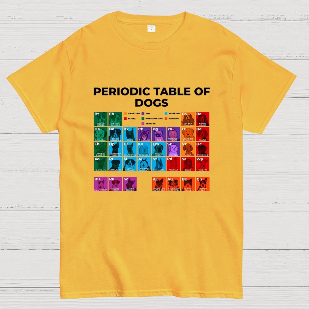 Periodic Table of Dogs  Dog Lover  Funny Science Geek T-Shirt