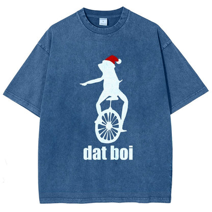 Christmas Here Comes Dat Boi Waddup Meme Vintage Distressed T-shirt