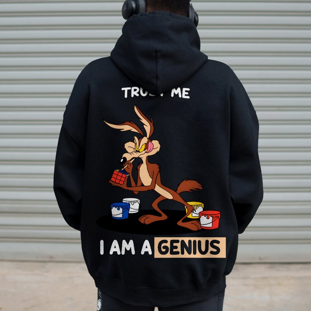 Trust Me I'm a Genius Printed Back Cotton Hoodie