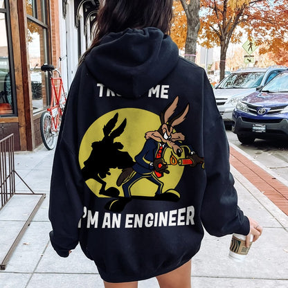 Trust Me I'm An Engineer Printed Back Cotton Hoodie