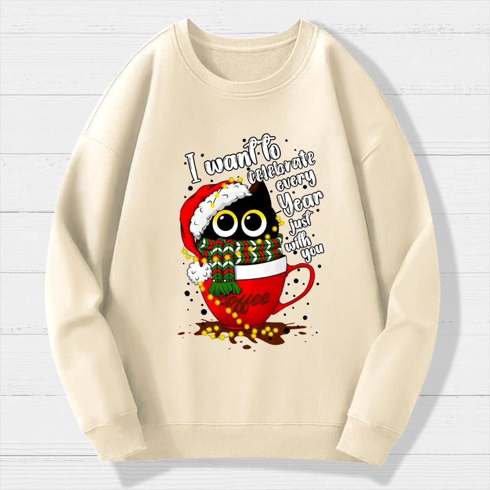 Christmas Cat Geek Cotton Sweatshirt