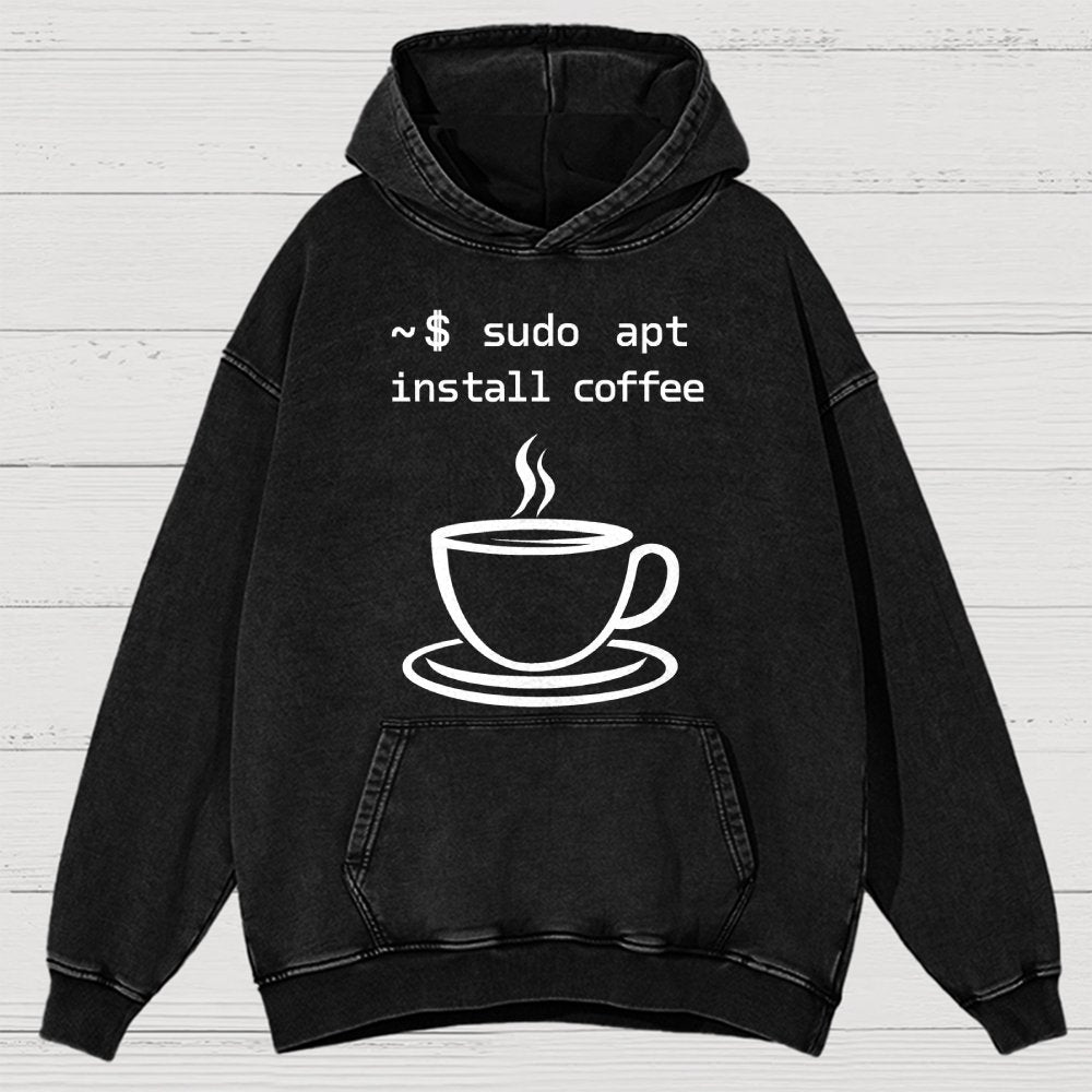 Sudo Apt-Get Install Coffee Vintage Distressed Hoodie