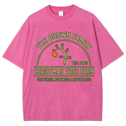 Vintage Christmas Tree Farm Vintage Distressed T-shirt