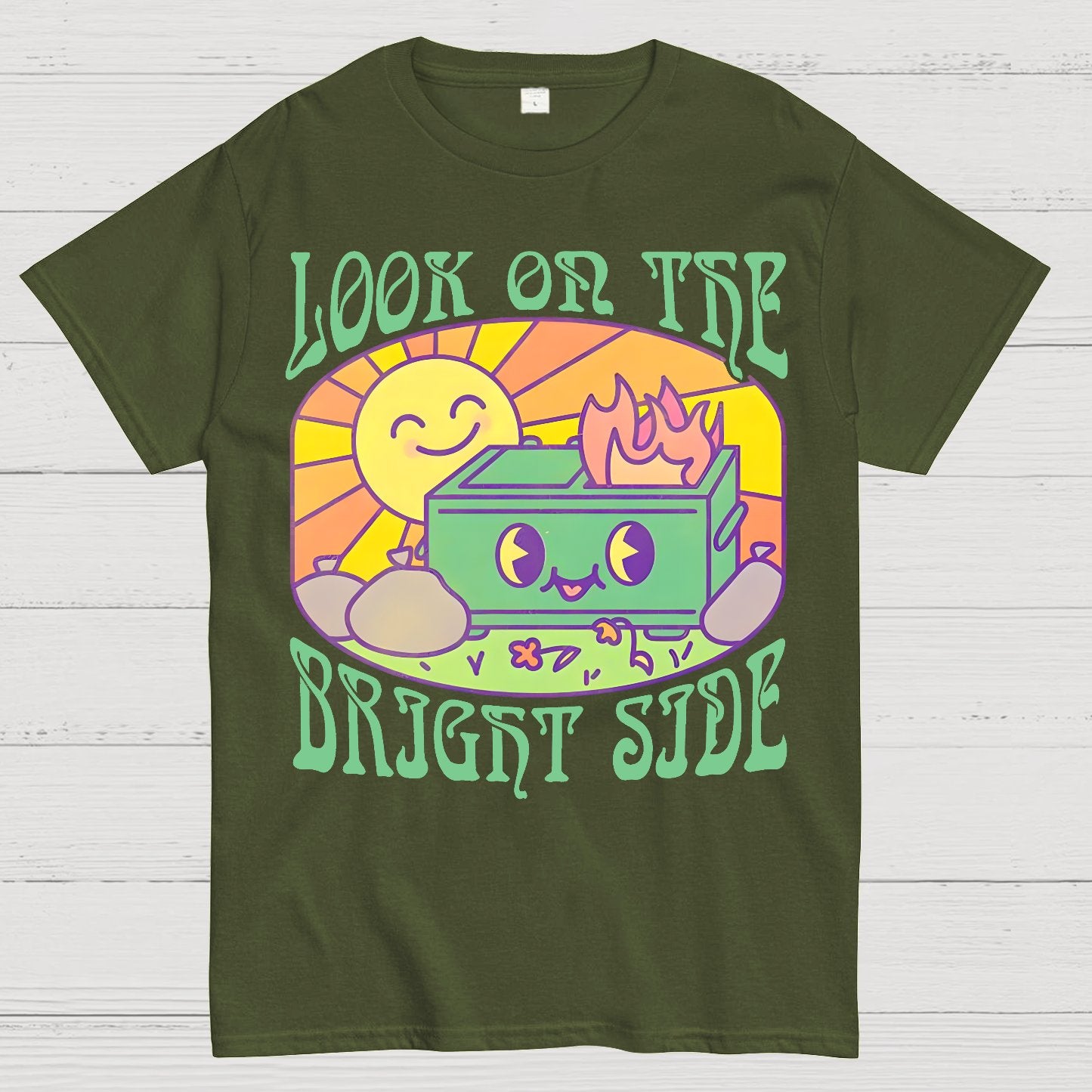 Optimistic Dumpster Fire Geek T-Shirt