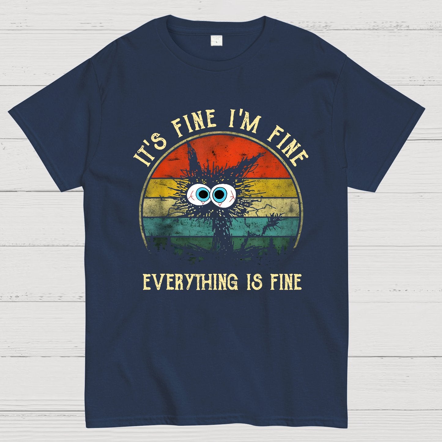 It ‘s Fine I am Fine Everything Is Fine Funny Black cat Geek T-Shirt