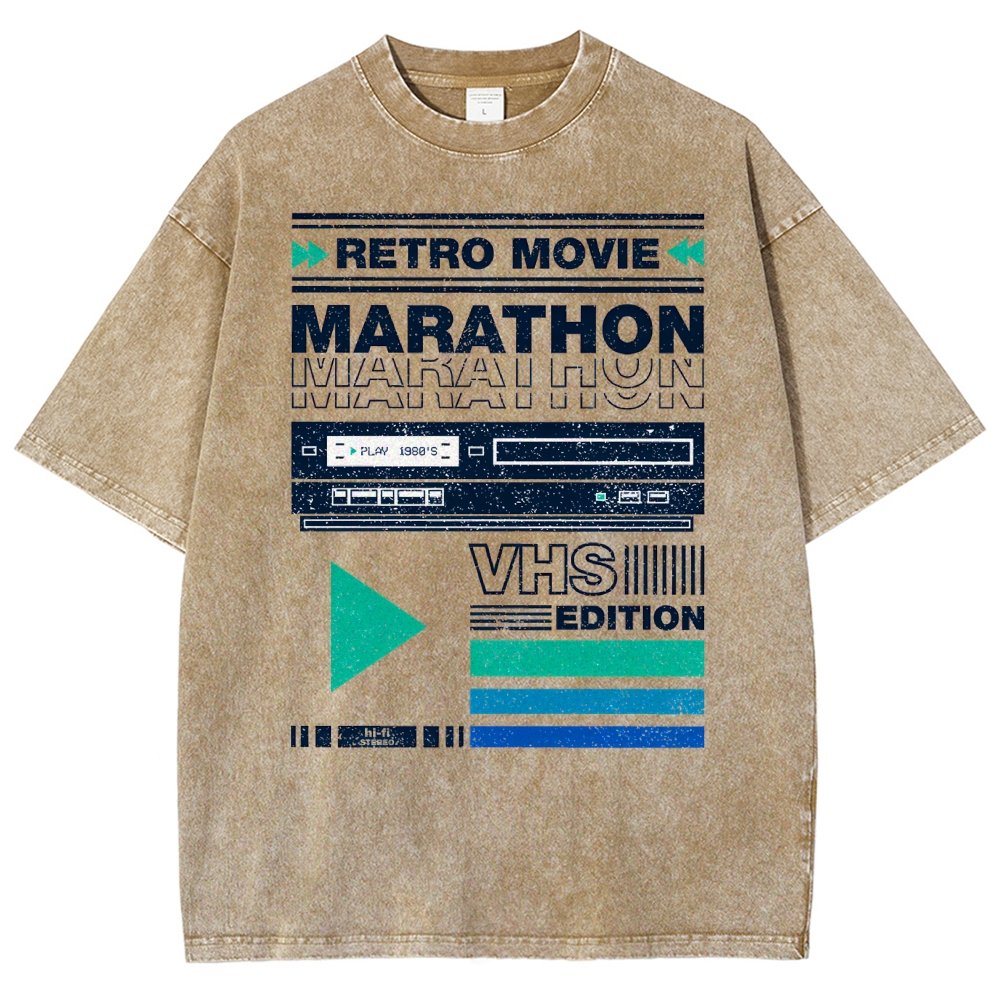 Retro Movie Marathon VHS Edition Vintage Distressed T-shirt