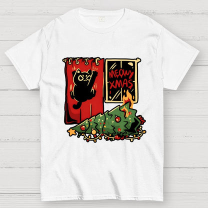Meowy Xmas Cat Geek T-Shirt