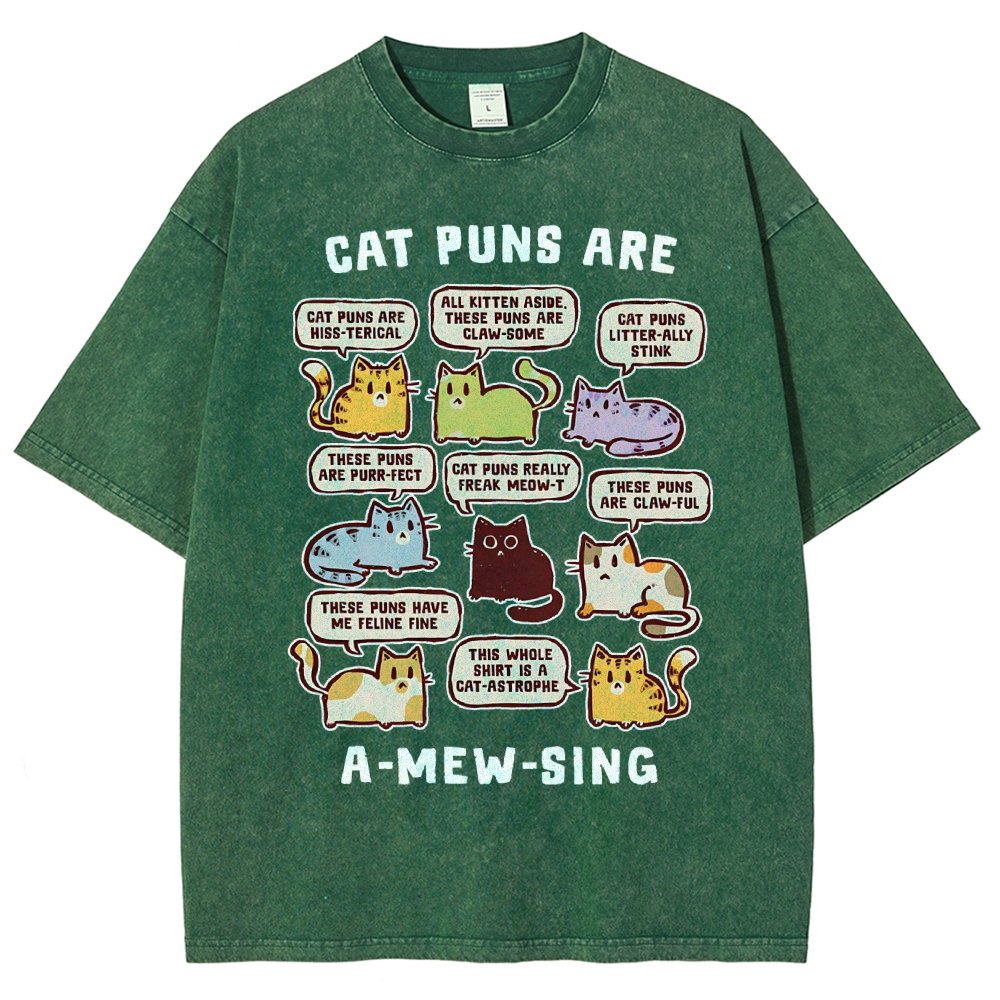 Cat Puns Are A-Mew-sing Vintage Distressed T-shirt
