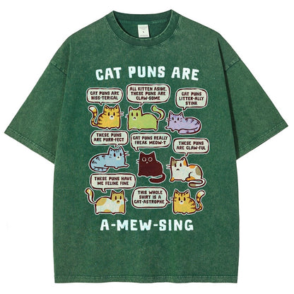 Cat Puns Are A-Mew-sing Vintage Distressed T-shirt