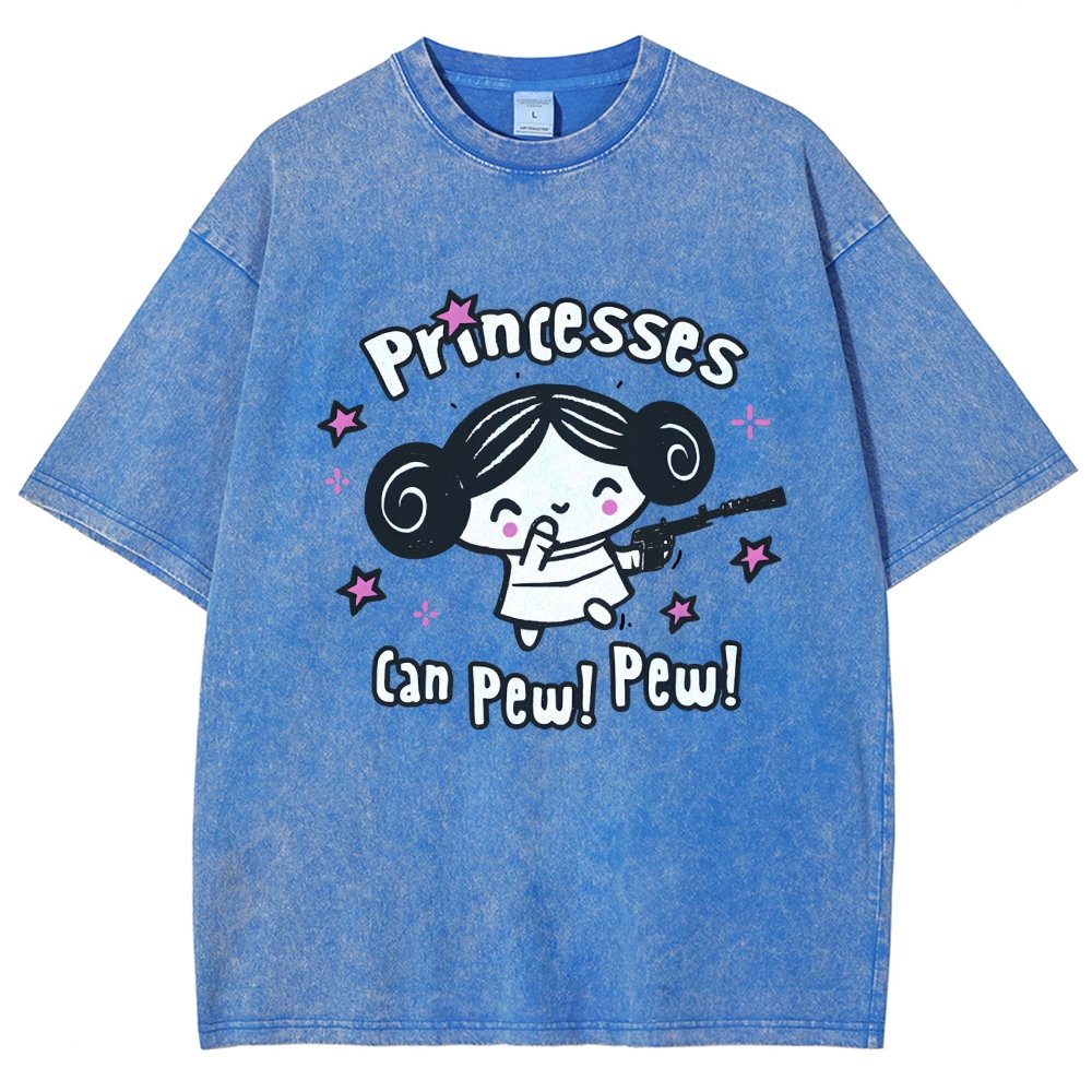 Princesses Can Pew! Pew! Too Vintage Distressed T-shirt