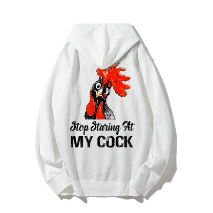 Stop Staring at My Cock Printed Back Unisex Cotton Hoodie