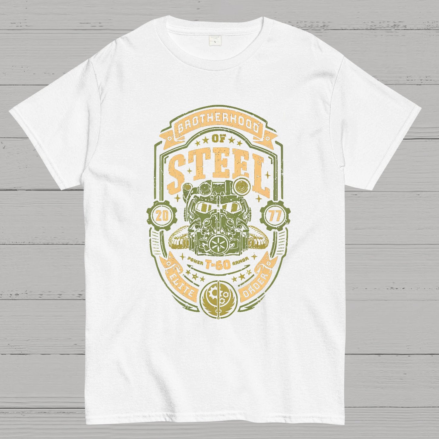 Knight of Steel T-60 distressed.png Geeky T-Shirt