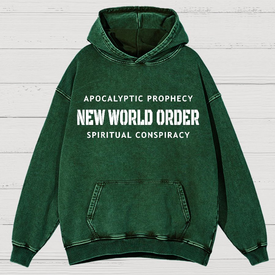New World Order Spiritual Conspiracy Vintage Distressed Hoodie