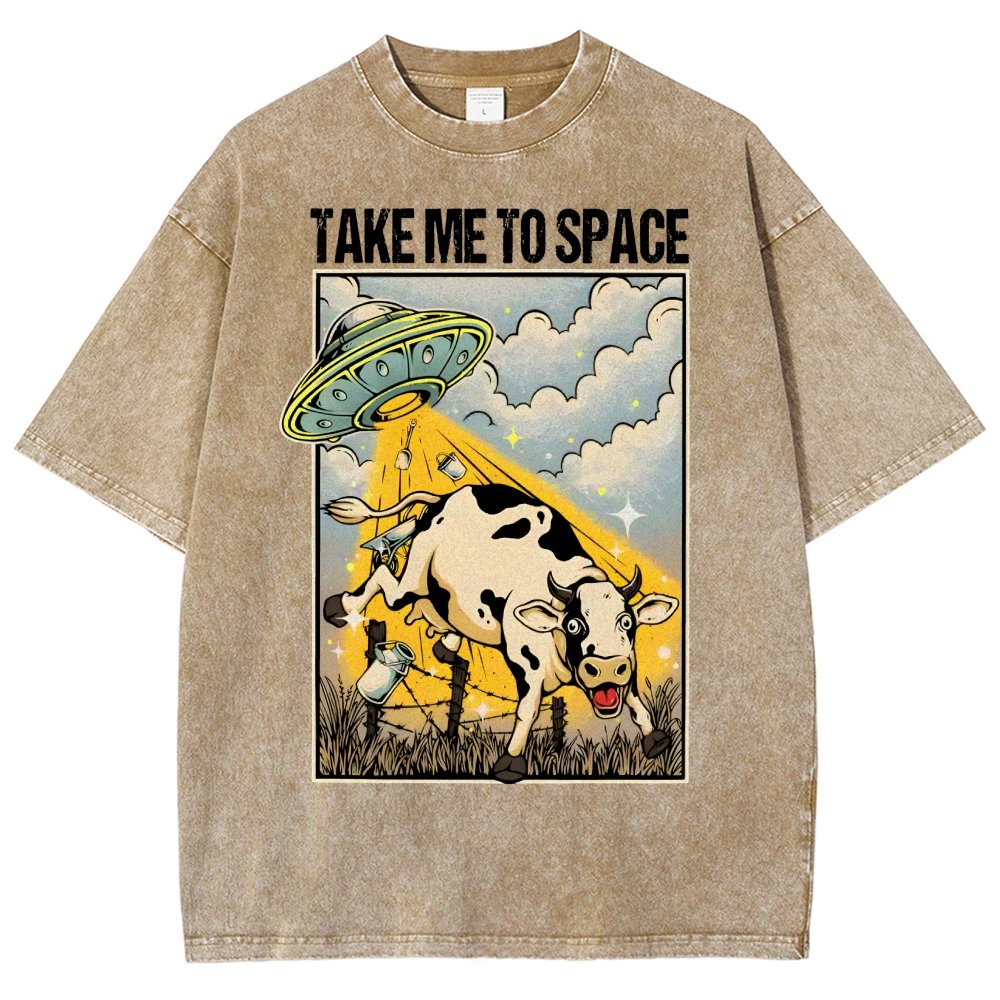 Take Me to Space - Alien Cow Abduction Vintage Distressed T-shirt