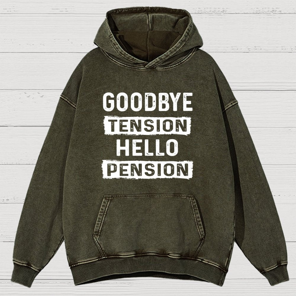 Funny Retirement Goodbye Tension Hello Pension Vintage Distressed Hoodie
