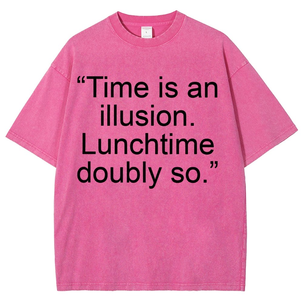 Douglas Adams - “Time is an illusion. Lunchtime doubly so.” Vintage Distressed T-shirt