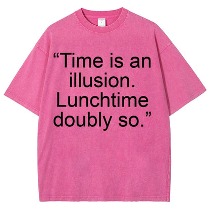 Douglas Adams - “Time is an illusion. Lunchtime doubly so.” Vintage Distressed T-shirt
