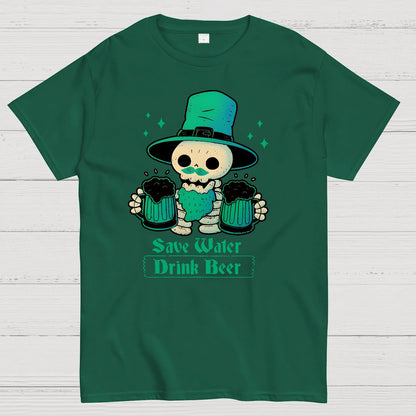 Skeleton St Patrick drinks Beer Geek T-Shirt