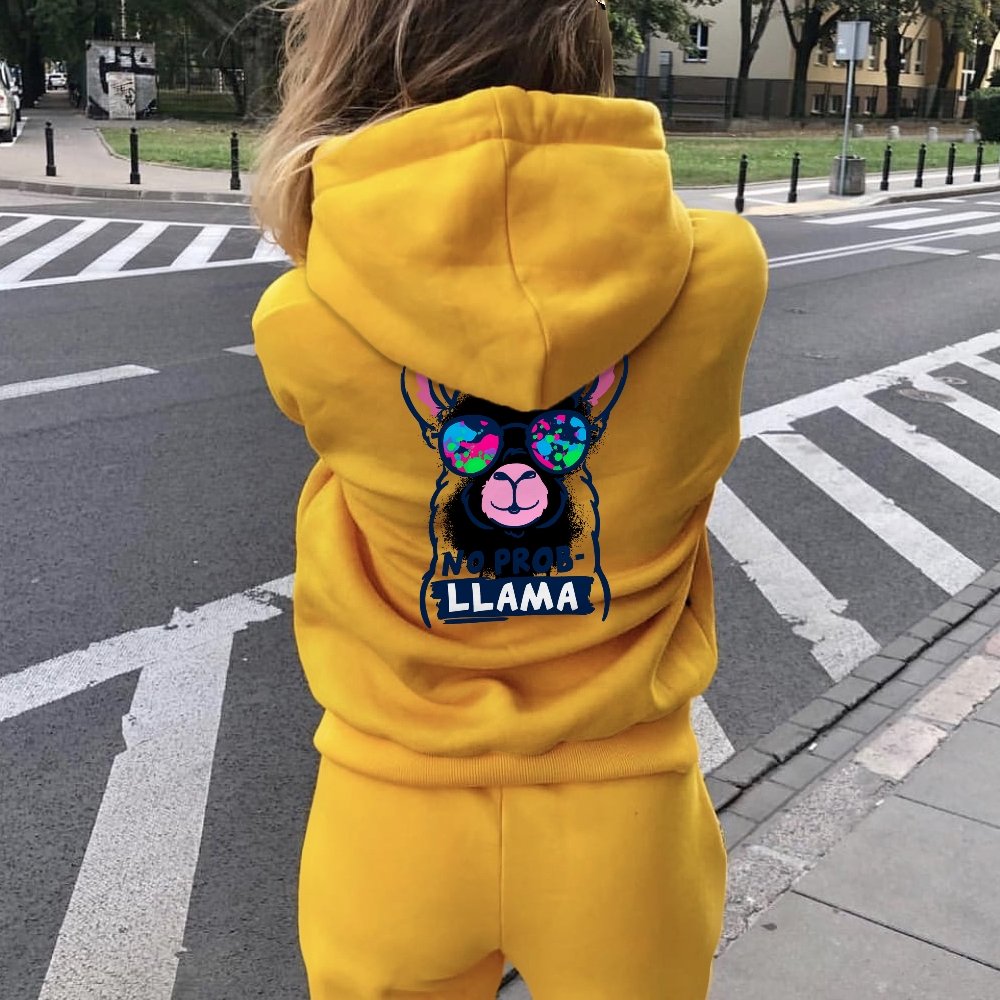 No probllama Printed Back Unisex Cotton Hoodie