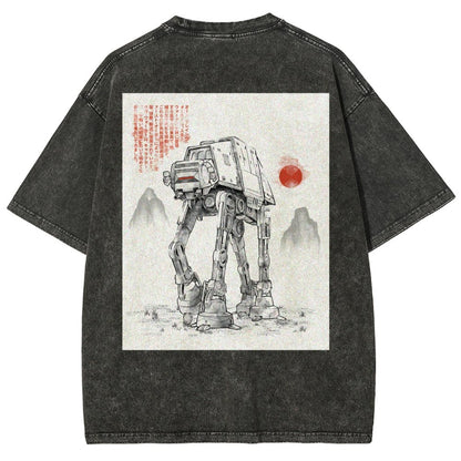 Astrobot Invention Armored Walker Back Print Washed T-Shirt