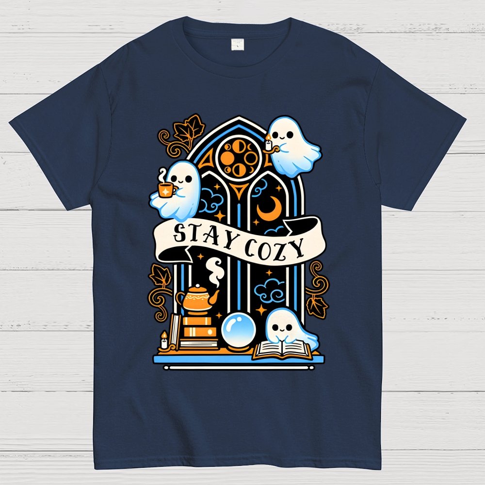 Stay cozy cute ghosts Unisex Geek T-Shirt