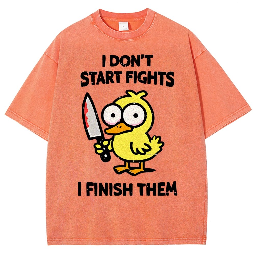 I Don't Start Fights Vintage Distressed T-shirt