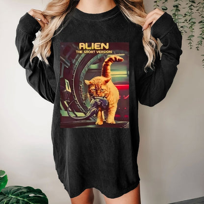 Mystery Cat Heavy Washed Long Sleeve Tee