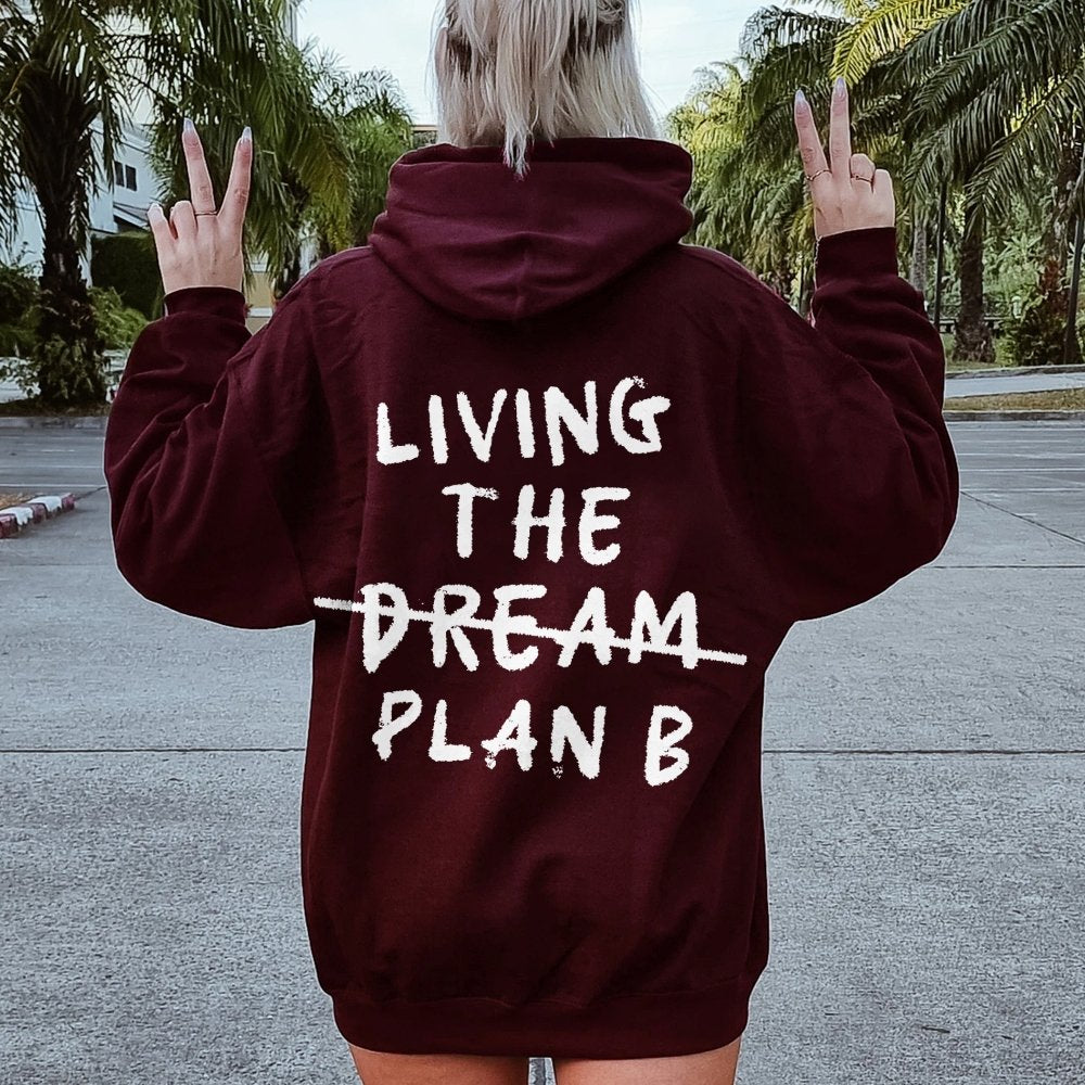 Living Plan B Printed Back Unisex Cotton Hoodie