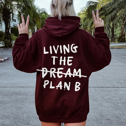 Living Plan B Printed Back Unisex Cotton Hoodie