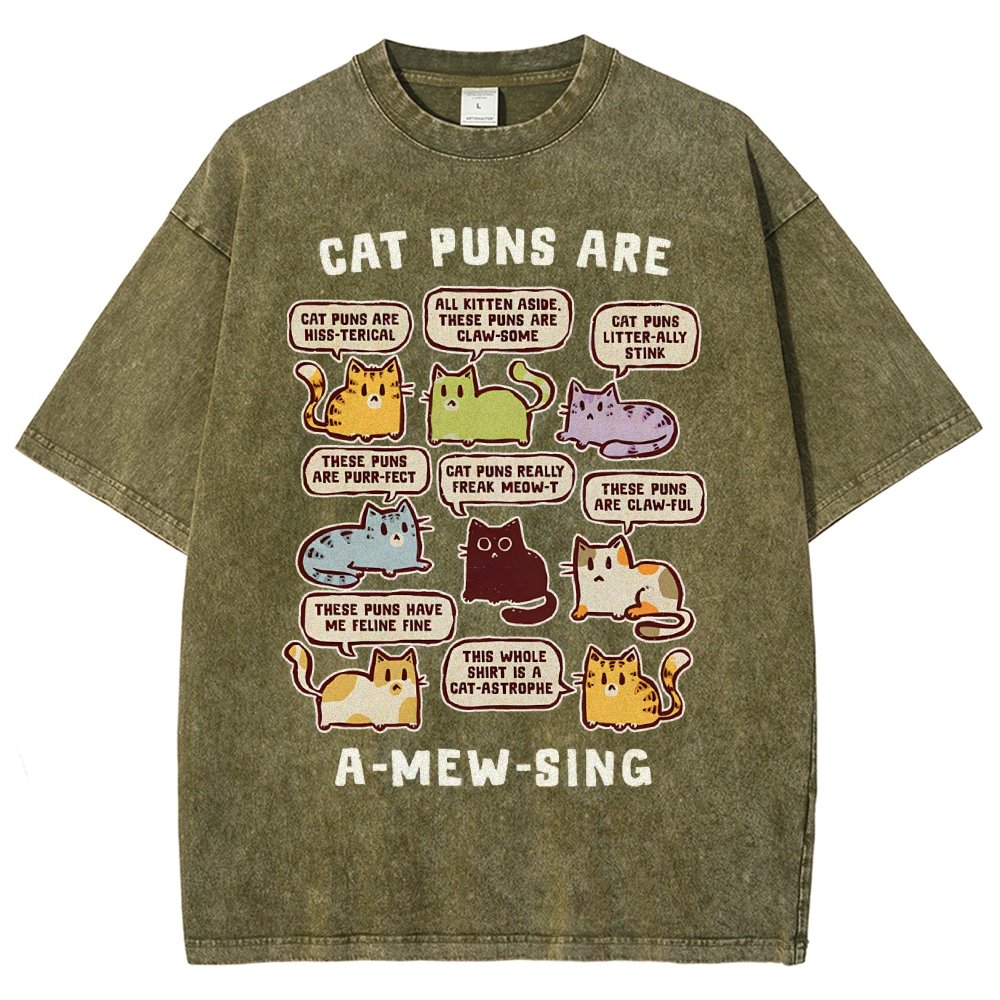 Cat Puns Are A-Mew-sing Vintage Distressed T-shirt