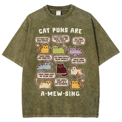 Cat Puns Are A-Mew-sing Vintage Distressed T-shirt