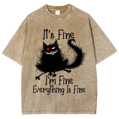 It's fine funny cat Vintage Distressed T-shirt
