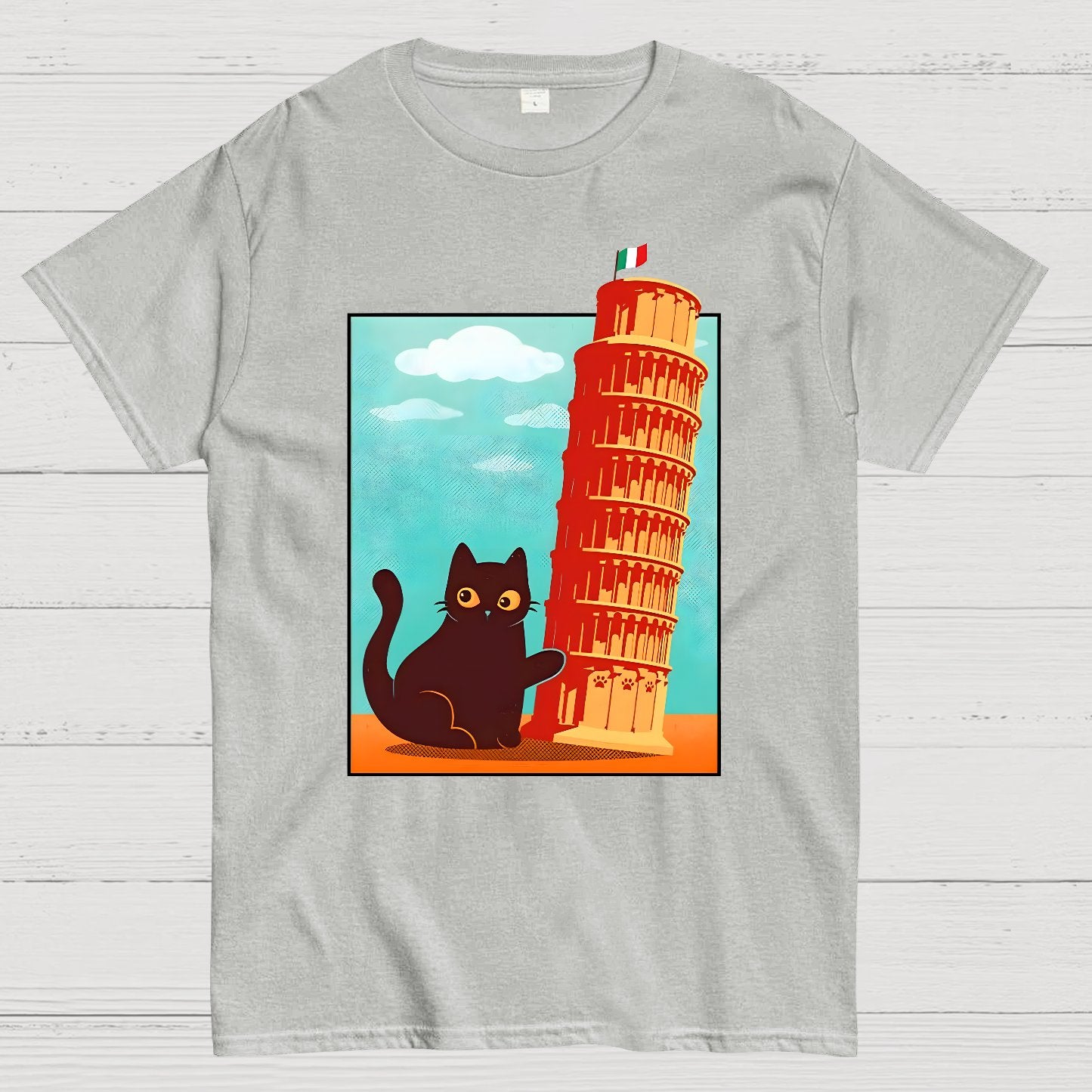Purrfectly Tilted Funny Cat Geek T-Shirt