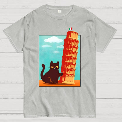 Purrfectly Tilted Funny Cat Geek T-Shirt