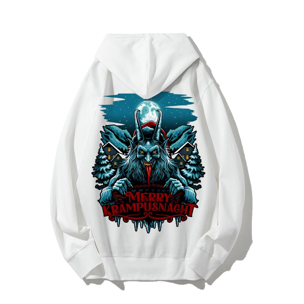Merry Krampusnacht Printed Back Unisex Cotton Hoodie