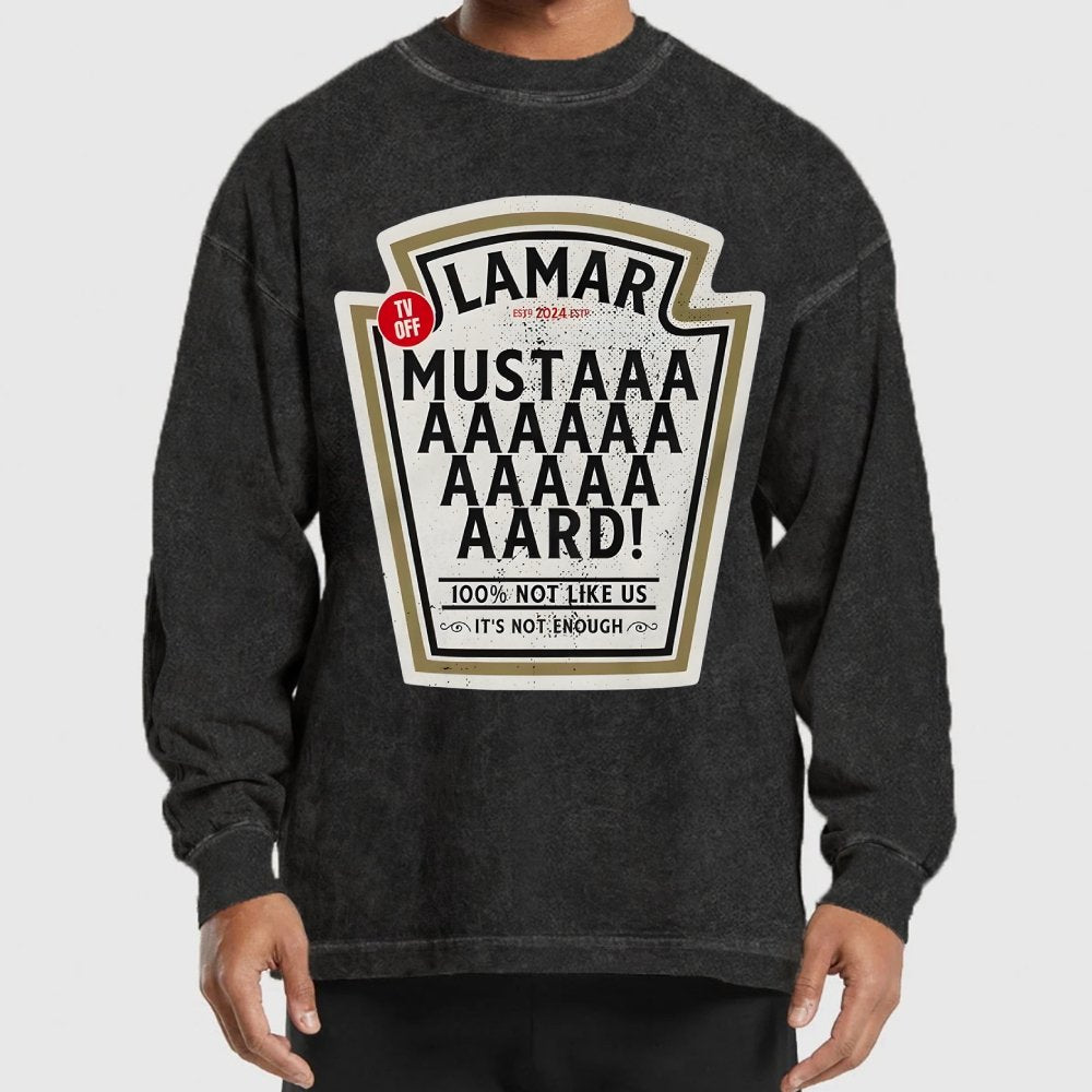 Lamar Mustard TV Off Essential Washed Long Sleeve Tee