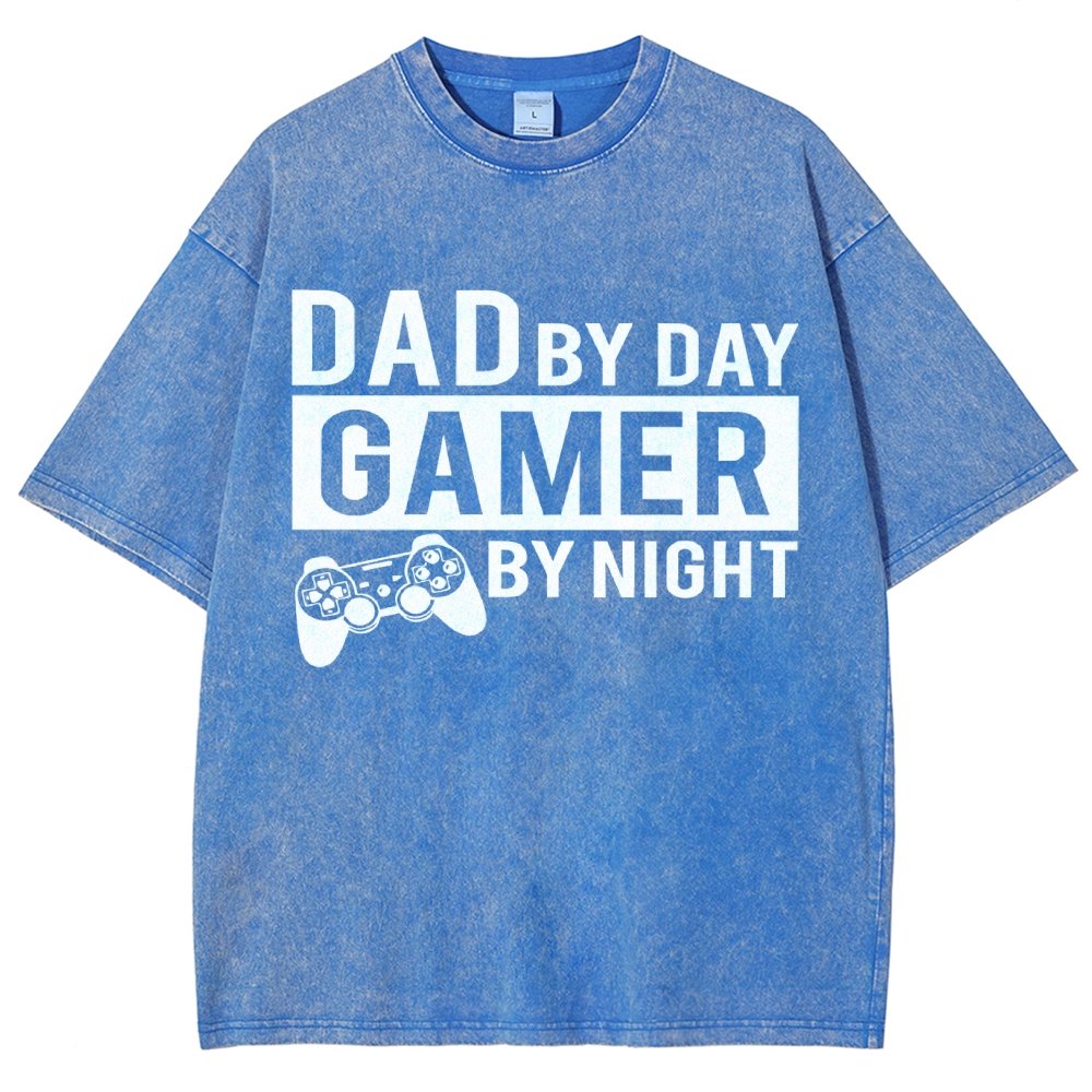 Dad By Day Gamer By Night Vintage Distressed T-shirt