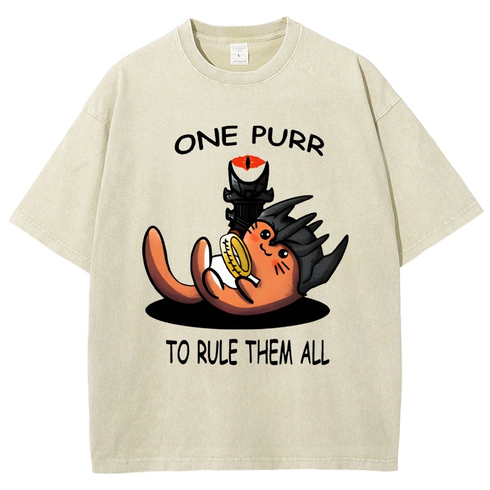 One Purr to Reign Them All Vintage Distressed T-shirt