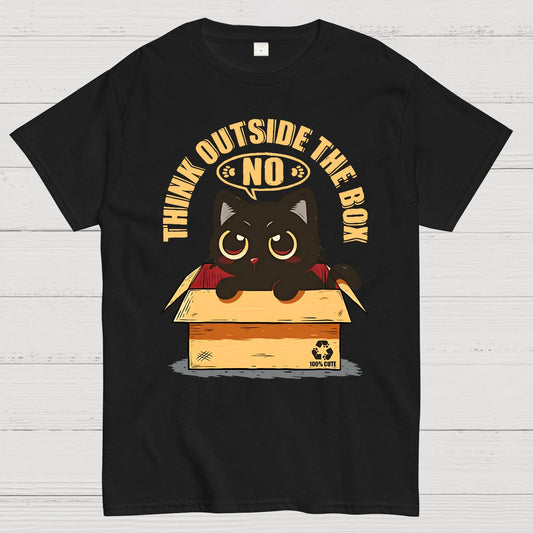Cat THink Outside In A Box Geek T-Shirt