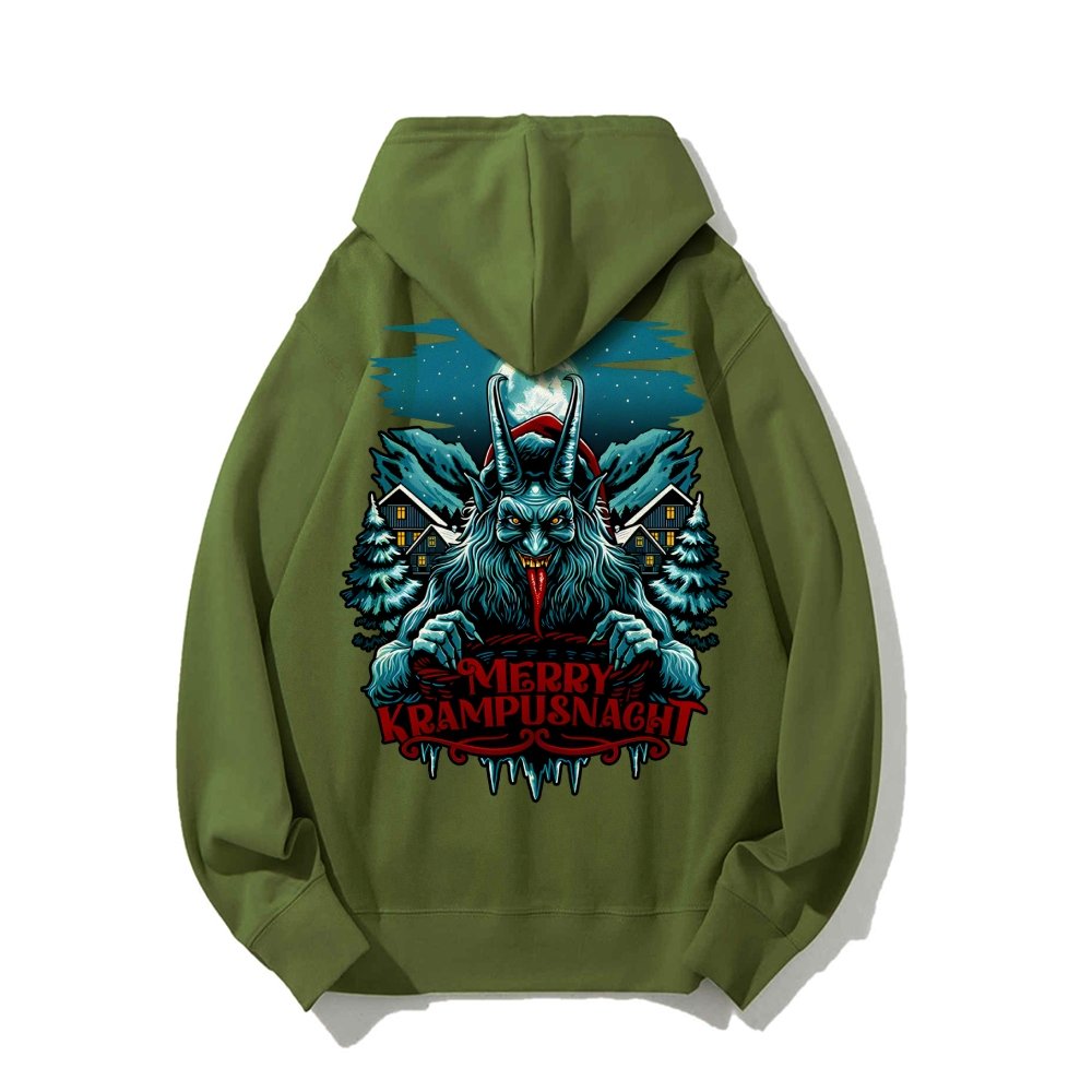 Merry Krampusnacht Printed Back Unisex Cotton Hoodie